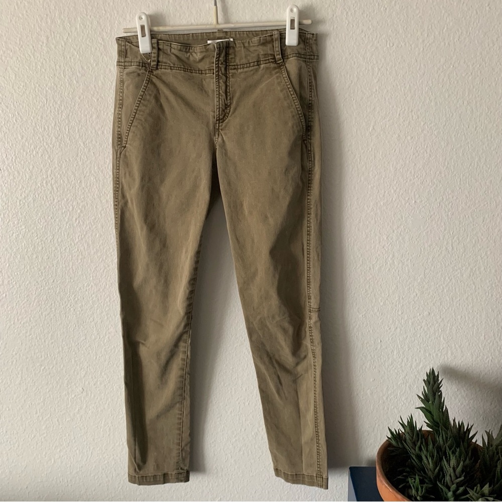 A.L.C Olive Khaki Green Straight Leg Stretch Twill Utility Military Pants Cargo